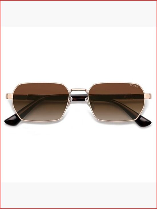 Retro Rectangle Polarized 90s Sunglasses, Trendy Narrow Hexagon Square Shades main image 4